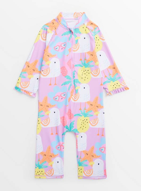 Pink Seagull Print Sunsuit 5 years